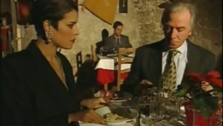 Elegant Italian Mature cheating husband on restaurant