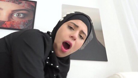 Cute hijab cleaning lady wants to fuck him