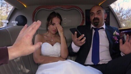 Latina bride fucks with her father-in-law in the back of the limo