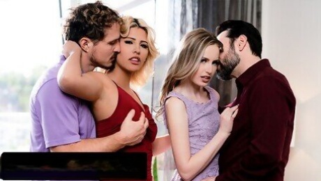 ADULT TIME - Scarlett Sage Swaps Husband's With Spanish Babe Carlita Ray For WILD SWINGER FOURSOME!