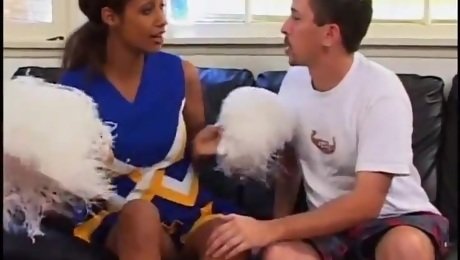 Naughty cheerleader ride big white penis