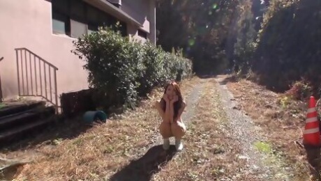 Sexy Farmer gal Maki Hojo teasing naked in nature