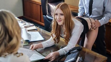 Submissive Blonde Assistants Let Their Boss Them On The Office Desk